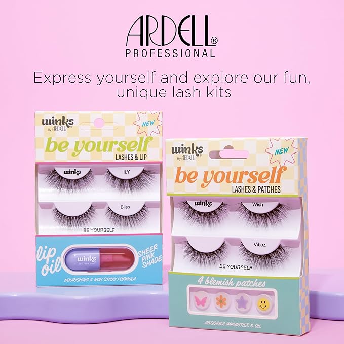 Ardell Winks ILY + Bliss Lashes & Lip Kit, Dual Eyelash & Lip Enhancer Lip Kit, 1-pack