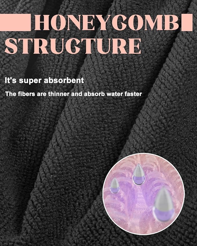 Auban Terry Lined Reusable Large Shower Cap for Women, 3 Layer Waterproof Hair Cap