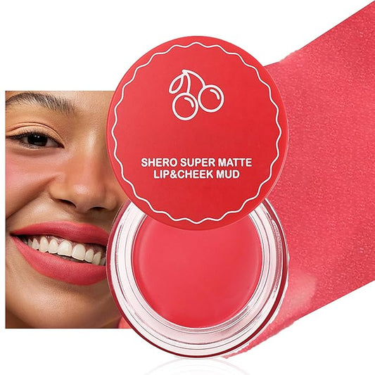 Blurry Pudding Pot for Lip&Cheek, Moisturizing Buildable Lightweight, Multi-Use Soft Matte Finish Makeup Blush, Natural Glow High Pigment Lipstick Blush Lasting Lip Tint, 04# Reddish Rose