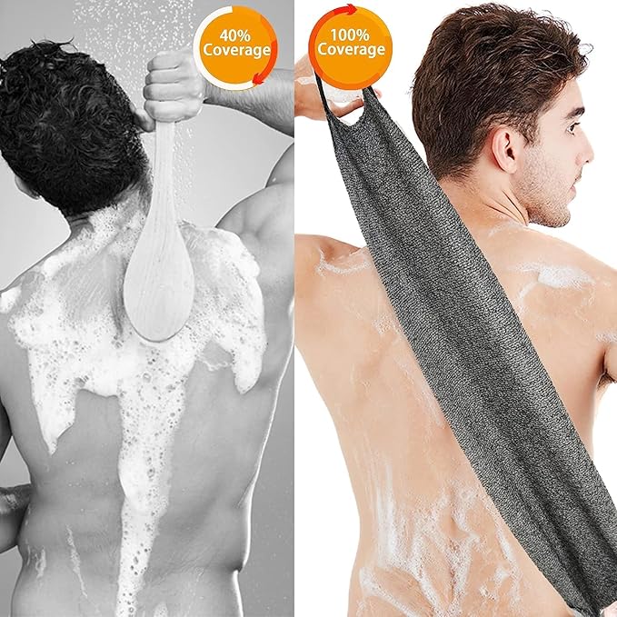 Skin Back Scrubber for Shower Sponges for Men for Women, Elastic Stretching Exfoliating Washcloth for Sensitive Skin Cleaning Brush for Back-Scrubber for Use in Shower Deep Clean Massages (gray2)