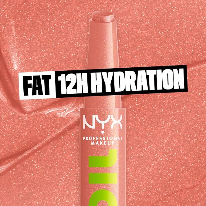 NYX PROFESSIONAL MAKEUP Fat Oil Slick Click, Lightweight, Buildable Pigmented Vegan Lip Balm - Group Chat (Nude)