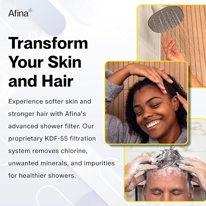Afina Filtered Shower Head | High Pressure Shower - Reduces Dry Itchy Skin, Dandruff, Eczema, & Dramatically Improves Condition of your Skin, Hair & Nails (Black)
