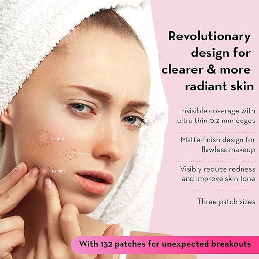 LE GUSHE Pimple Patches for Face (132 dots) - Hydrocolloid Acne Patch for Zits and Blemishes - Invisible Blemish Patches for Face - Spot Cover Stickers