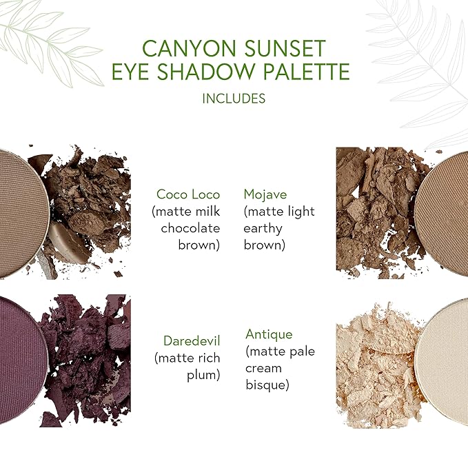 Honeybee Gardens Canyon Sunset Eye Shadow Palette, Clean and Bold, 4 Highly Pigmented Colors With Long Lasting Luxe Finish, Vegan, Cruelty-Free, Gluten-Free, and Paraben-Free, Net Wt 1.3g Each