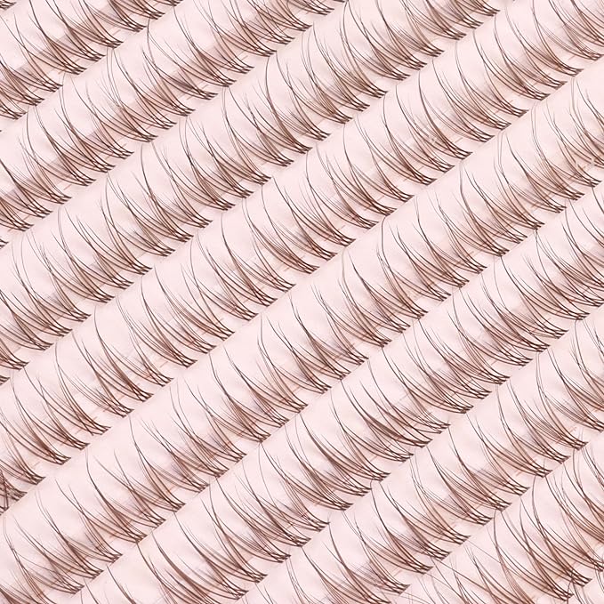 Mavphnee Brown Lash Clusters Natural Cluster Eyelash Extensions 10-12MM C-Curly Lash Extension Individuals 168 Pcs DIY Self Application Lash Extension Clusters for Beginners