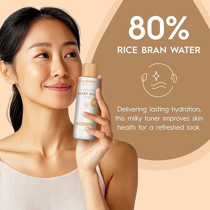 Tree To Tub Rice Toner Korean Formula for Face to Enhance Skin’s Natural Glow w/Ceramide NP & Niacinamide - 80% Rice Bran Water Hydrating Toner for Dry, Dehydrated Skin