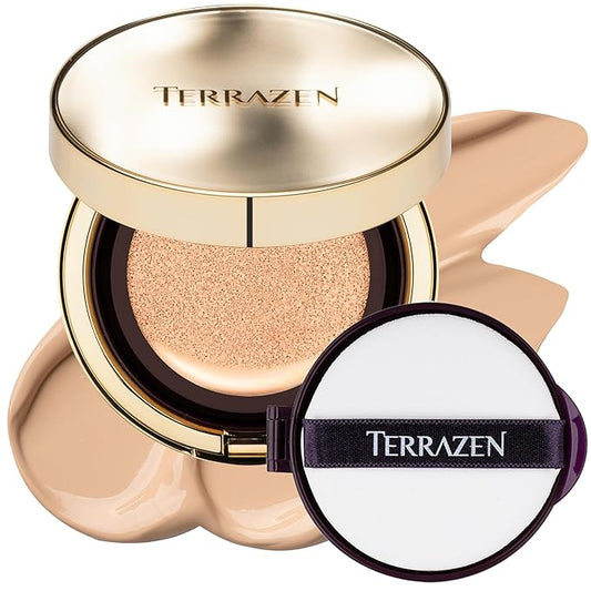 Korean Face Cushion Foundation Finish Glass Perfect Skin Long Lasting Medium High Coverage Semi Matte, 0.51 fl oz (Natural Beige, 1)