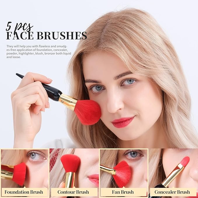 DUcare Makeup Brushes 12Pcs The Queen Series Makeup Brush set Premium Gifts Kabuki Foundation Blending Face Powder Blush Concealers Eye Shadows Brushes