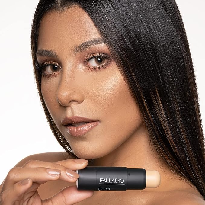 Palladio BUILD + BLEND Foundation Stick, Contour Stick for Face, Professional Makeup for Perfect Look, 0.25 Ounce (Cinnamon)