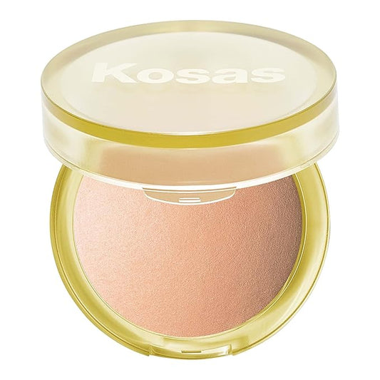 Kosas Sun Show Glowy Warmth Baked Bronzer - Contouring Powder for Cheekbones, Nose & Jawline - Enriched with Concentrated Fatty Acids - Talc-Free, Vegan & Hypoallergenic - Waves