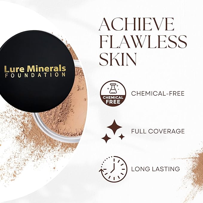 Lure Minerals Mineral Foundation Loose Powder - 8g, Mineral Makeup Face Powder Foundation (Beige Medium - Luminous)