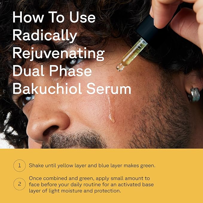 Acure Radically Rejuvenating Dual Phase Bakuchiol Serum - Anti-Aging & Soothing Skin Support - All Natural Made with Eggplant, Turmeric & Bakuchiol - Vegan Skin Care, Hydrates & Defends - 0.67 oz