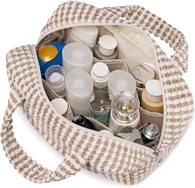 Makeup Bag for Women Cosmetic Bag Large Make Up Organizer Travel Toiletry Bags Waterproof Zipper Tote Pouch Purse for Girls