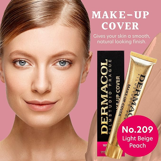 Dermacol - Full Coverage Matte Foundation with SPF 30, Waterproof Foundation for Oily Skin, Acne, & Under Eye Bags, Long-Lasting Makeup, 30g, Shade 209