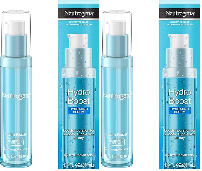 Neutrogena Hydro Boost Hydrating Hyaluronic Acid Serum, Oil-Free and Non-Comedogenic Face Serum Formula for Glowing Complexion, Oil-Free & Non-Comedogenic, 1 fl. oz (Pack of 2)