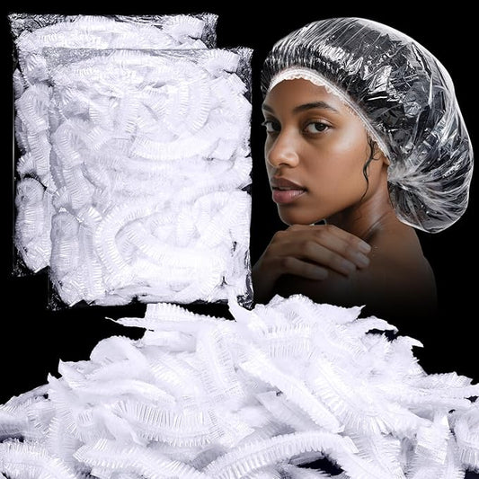 200 Pcs Disposable Shower Caps,19 Inch Plastic Shower Cap for Women,Elastic Large Thick Waterproof Bath Cap,Plastic Clear Hair Caps for Bathing,Hair Care,Home Use,Salon,Spa,Hotel,Travel