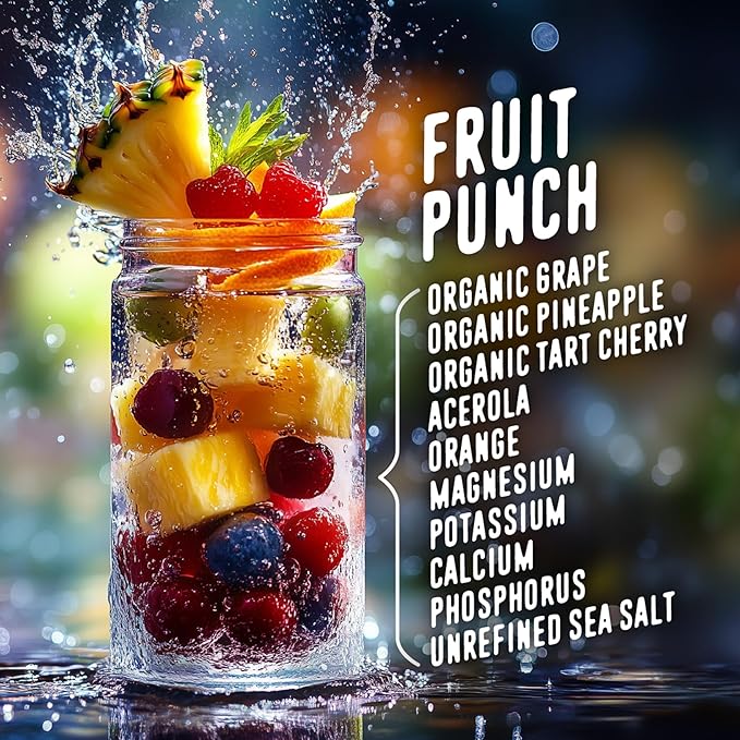 FlavCity Fruit Punch Electrolytes Powder Packets - 28 Hydration Packets - No Added Sugar - Hydration Powder with Real Fruit & Unrefined Sea Salt - Keto & Gluten-Free (28 Stick Packs)