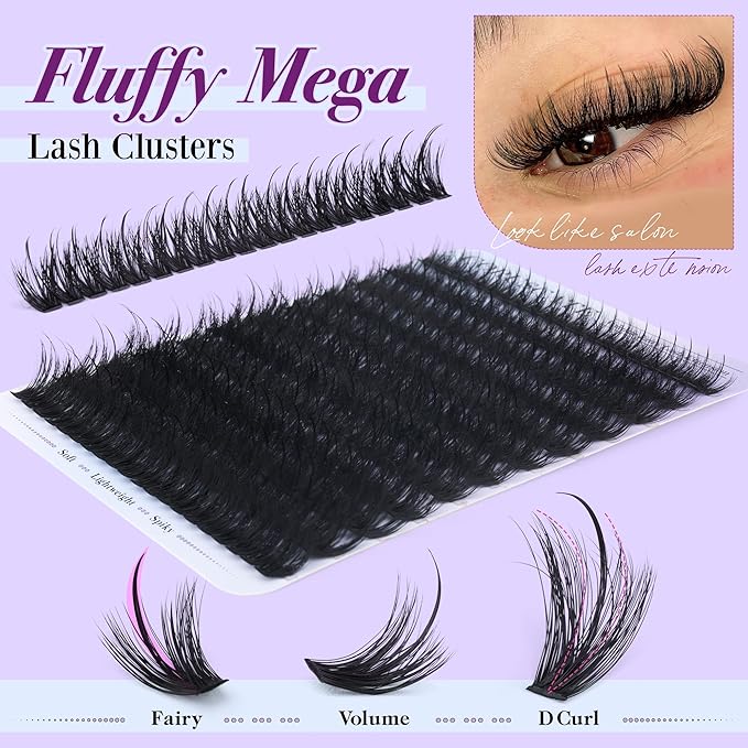 Lash Clusters Kit with Spikes Lashes Extension Kit Volume DIY Fairy Eyelashes Clusters 10-16mm Cluster Eyelash Extensions Thick Individual Lashes Spiky with Cluster Glue Lashes Kit by CORUSCATE