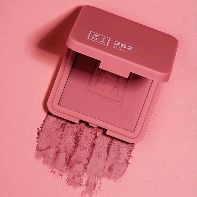 3INA The Blush 362 - Natural, Light Mineral Powder Blush For Sensitive Skin - Blendable, Buildable Rouge To Give Skin A Pigmented, Dewy Glow - Vegan, Cruelty Free, Eco Friendly Blush Makeup - 0.26 Oz