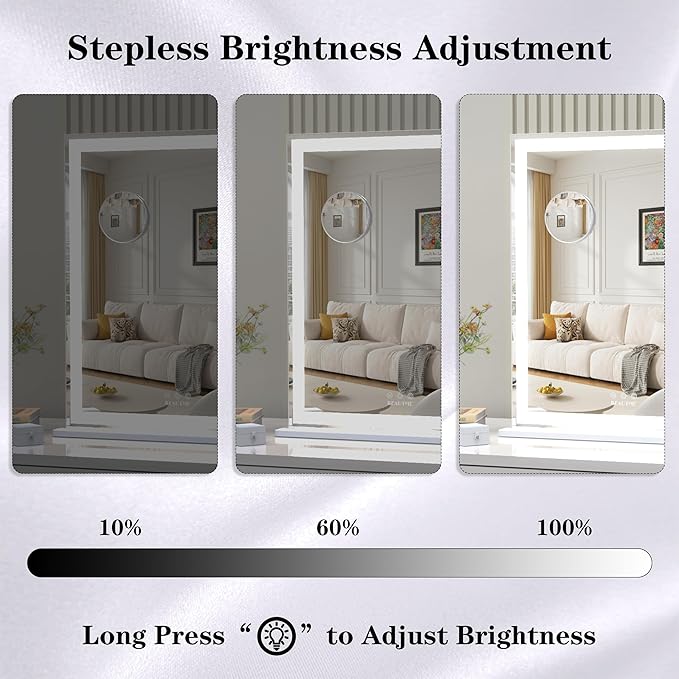 ANYHI Vanity Mirror with LED Light, 24"x20.5" Lighted Vanity Mirror with 10X Magnifying, 3 Color Modes, Dimmable, Smart Touch Control, Aluminum Frame, Tabletop/Wall Mount, White