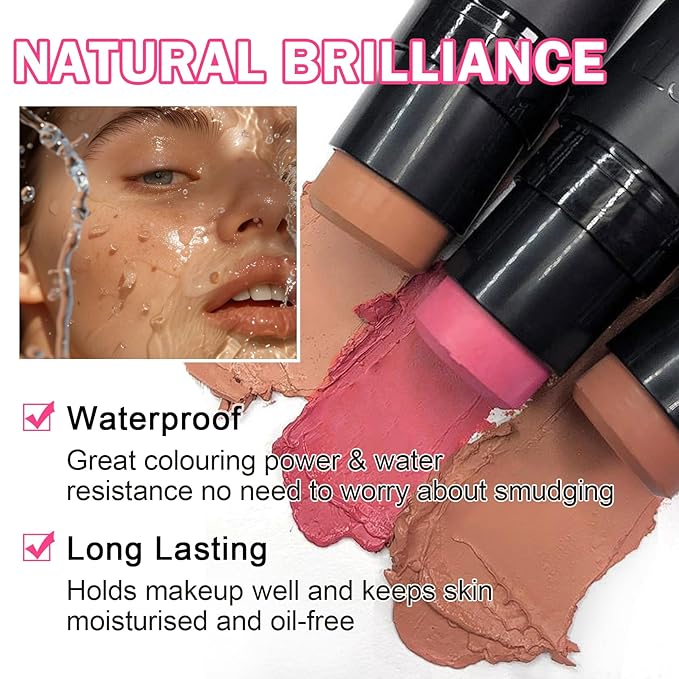 DAMUSI 6PCS Cream Contour Stick Makeup Contour Kit,Shades with Cream Bronzer Stick,Cream Blush Stick,Highlighter Stick for a Flawless Look,Long Lasting and Smooth Contorno Maquillaje - Set A