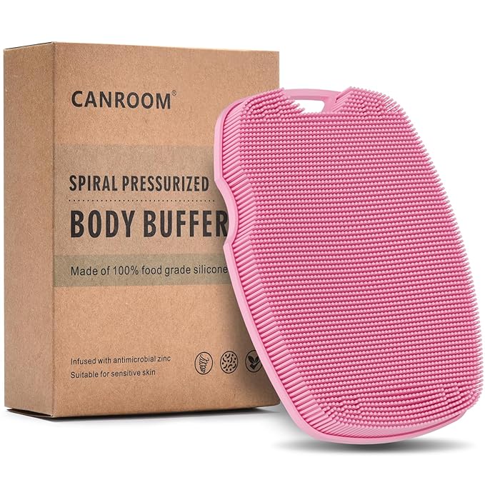 Silicone Body Scrubber - Zinc Infused-Highly Elastic Bristles Exfoliating Body Scrubber for Shower Body,Cellulite Reduction,Blood Circulation - Pink