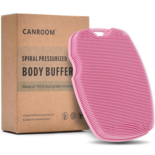 Silicone Body Scrubber - Zinc Infused-Highly Elastic Bristles Exfoliating Body Scrubber for Shower Body,Cellulite Reduction,Blood Circulation - Pink