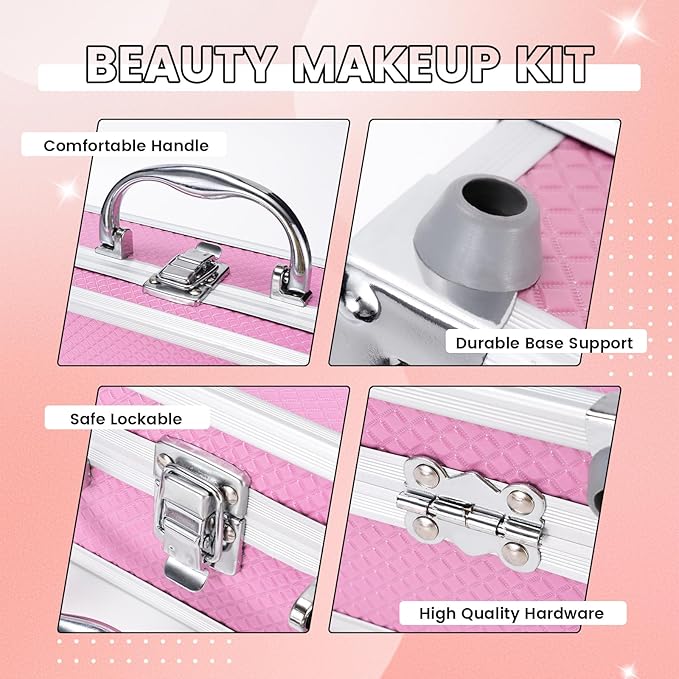 Makeup Kit for Women Girls, Fashionable Make Up Present Set for Beginners Professionals Traveler with Case, Makeup Essential with Eyeshadow Palette, Lip Gloss, Mascara,Foundation Face Primer(Pink)