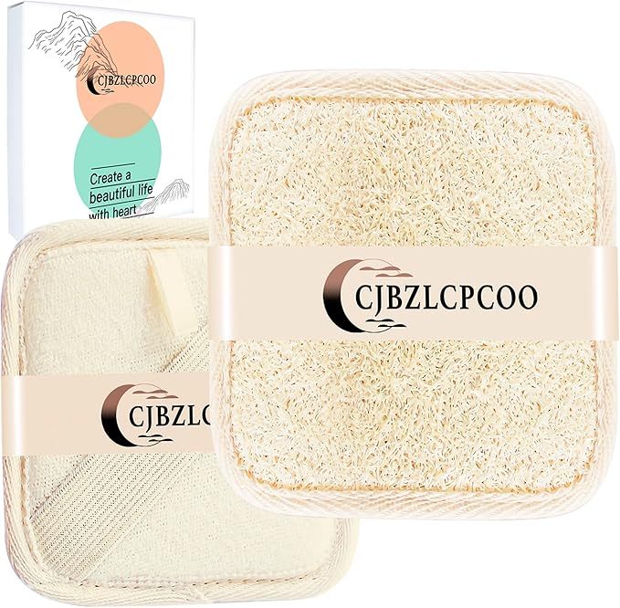 Natural Real Egyptian Shower Loofah Sponge Body Scrubber Provide a Refreshingly - Deep Clean to Your Face & Body -5 x 5 Inch-3Pack