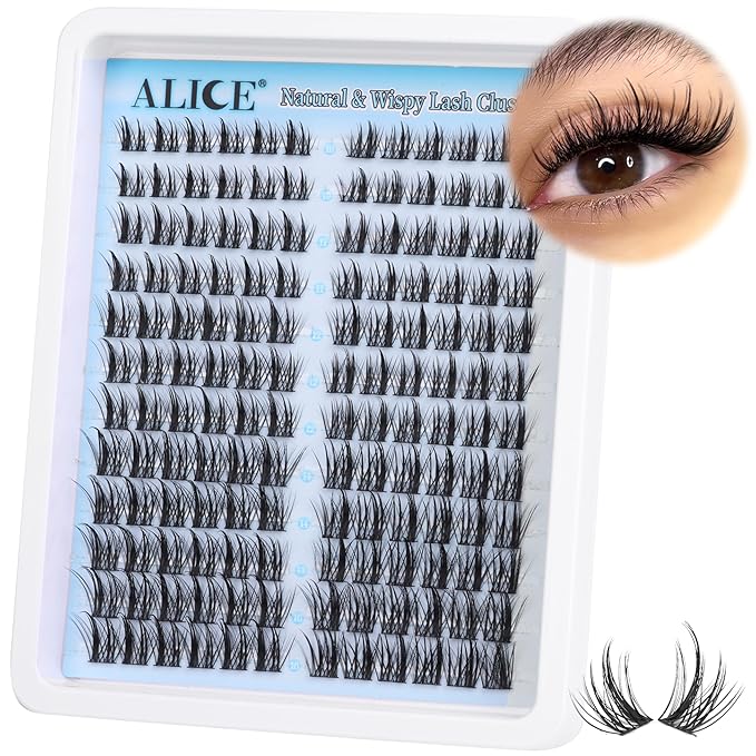 ALICE Natural Lash Clusters DIY Lash Extensions Wispy Eyelash Clusters Anime Cat Eye Cluster Eyelash Extensions10-16mm Individual Lashes 144pcs