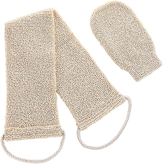 surlees Exfoliating Gloves for Shower,Back Scrubber,Exfoliating Mitt for Body(2pack,White)