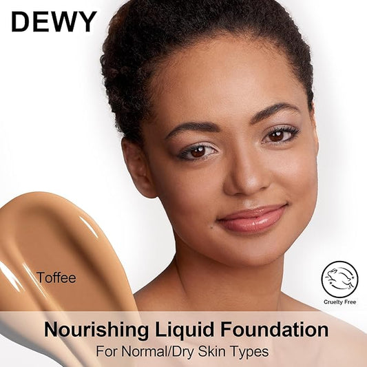 FV 2 Pack Hydrating Liquid Foundation Makeup, Waterproof & Lightweight, Natural Finish with Medium Coverage, Ideal for Dry and Normal Skin (Nourishing Toffee)