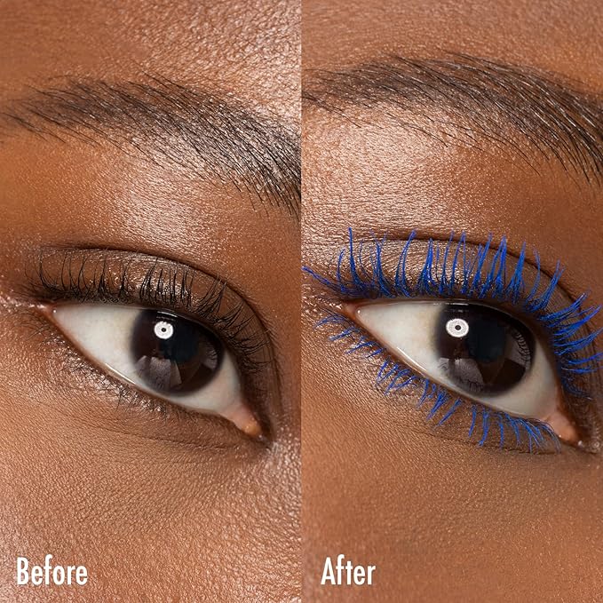 Black Radiance Cross Colours Mic Drop Mascara, Pigment-Rich Smudge-Resistant Formula, Intense Lash Volume, Built-In Flexible Brush, Paraben-Free & Cruelty-Free - Check 2 Blue