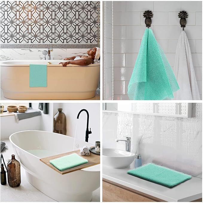 2 Pieces African Bath Sponge African Net Long Net Bath Sponge Exfoliating Shower Body Scrubber Back Scrubber Skin Smoother,Great for Daily Use (Green)