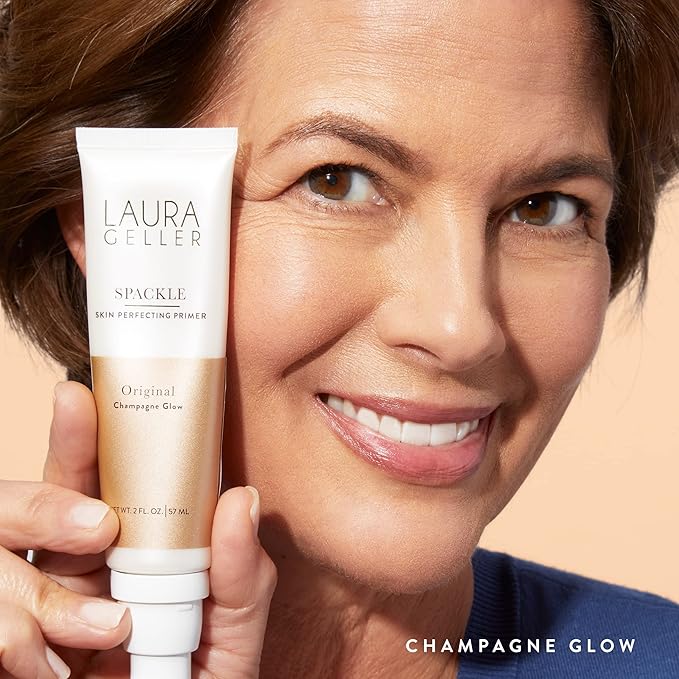 LAURA GELLER NEW YORK Ready-n-Radiant Kit (3 PC) - Baked Bronze-n-Brighten, Medium + Spackle Super-Size Skin Perfecting Primer, Champagne Glow + Retractable Angled Kabuki Brush