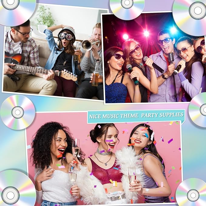 12Pcs Compact Mirror for Music CD Theme Party Supplies 2.76in Retro Eras Concert Party Pocket Mirror 1990s Disco Party 90s Round Makeup Portable for Girl Birthday Gifts Bachelorette Decorations