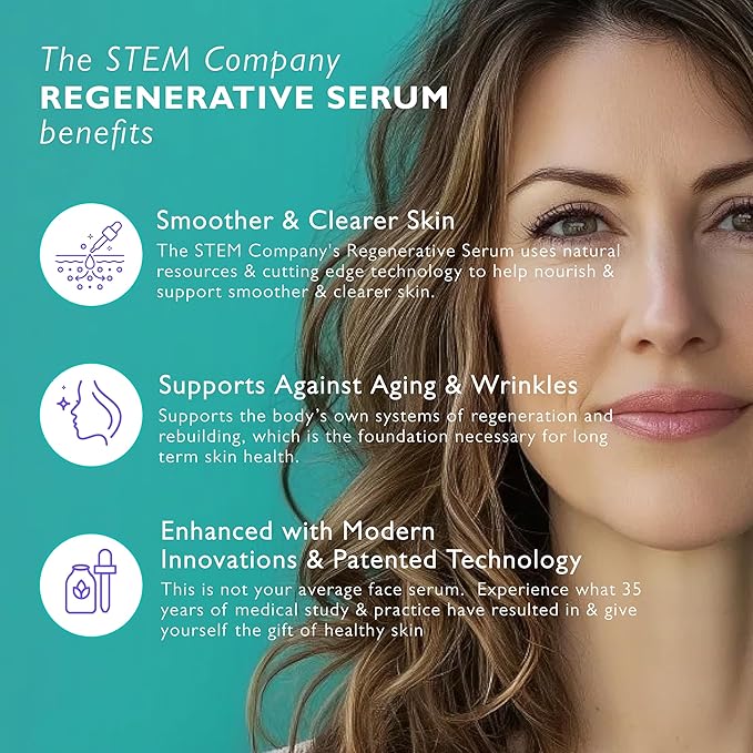 STEM Natural Intelligence Skin and Face ReGenerative Serum for Women, Facial Moisturizer Skin Care Peptides Serum, Luxury Face Moisturizer for Women, Hydration Serums, Antioxidant Support Serums, 1 oz