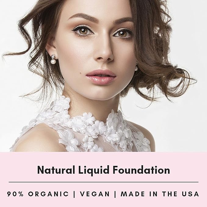 Mom's Secret 100% Natural Liquid Foundation, Organic, Vegan, Aloe Based, Natural Sun Protection, Gluten Free, Cruelty Free, Made in the USA, 1FL Oz. (Honey)