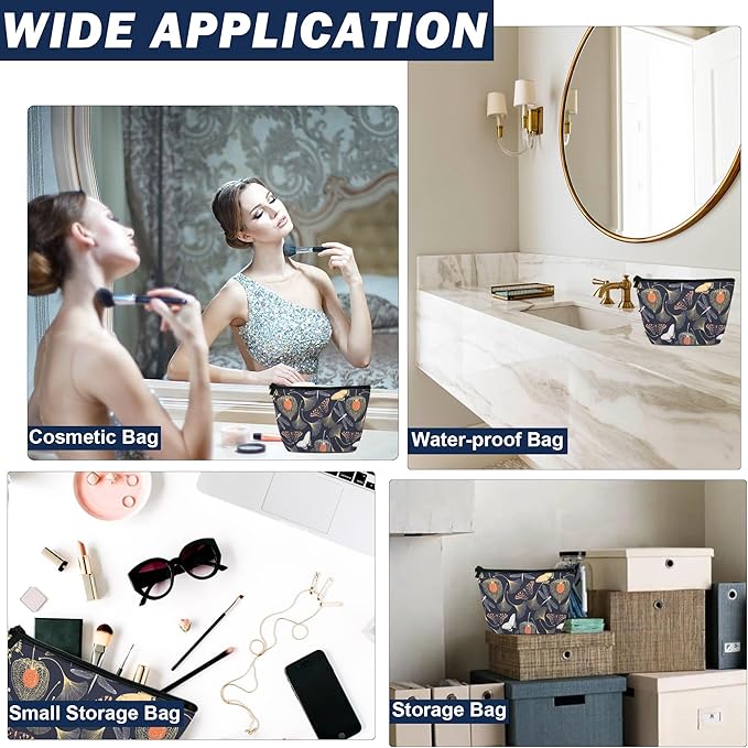 Makeup Bag Gold Glitter Leopard Cosmetic Bag for Women, Waterproof Large Capacity Travel Organizer 9.5×5.9 Inch