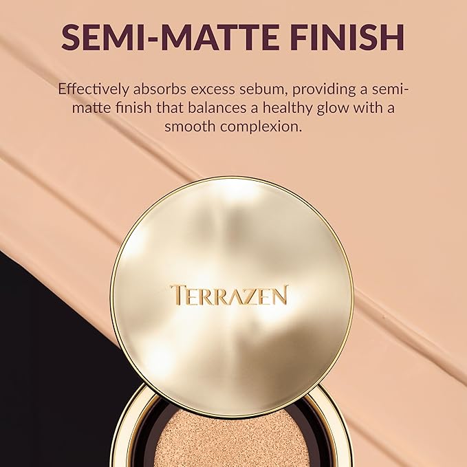 Korean Face Cushion Foundation Finish Glass Perfect Skin Long Lasting Medium High Coverage Semi Matte, 0.51 fl oz (Natural Beige, 1)