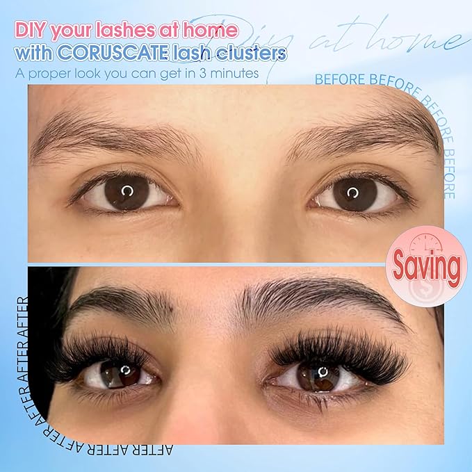 Lash Clusters 100D120D150D with Bottom Lash, Cluster Eyelash Extensions Long 12-20mm DIY Cluster Lashes Thick Eyelash Clusters Volume Individual Lashes Extension 390pcs Eyelashes Strip by CORUSCATE