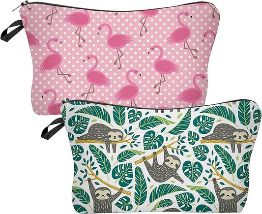 2 Pcs Cosmetic Bag for Women Small Make Up Bag Waterproof Travel Toiletries Pouch with Zipper for Organizing Small Items, Gift Bags for Birthday Christmas(Animal)