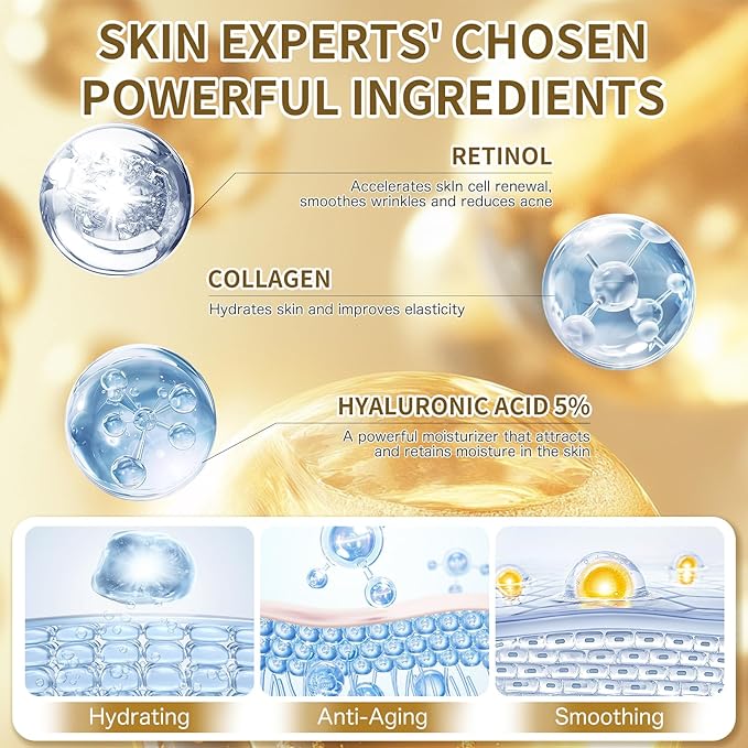 Anti Aging Firming Neck Cream, 5-IN-1 Face Tighten and Lift Neck Cream, Anti Wrinkle Neck Retinol & Collagen Cream, Chest Neck & Face Lifting|Repairing|Moisturzing Skin Care for Men & Women(1.7 OZ)