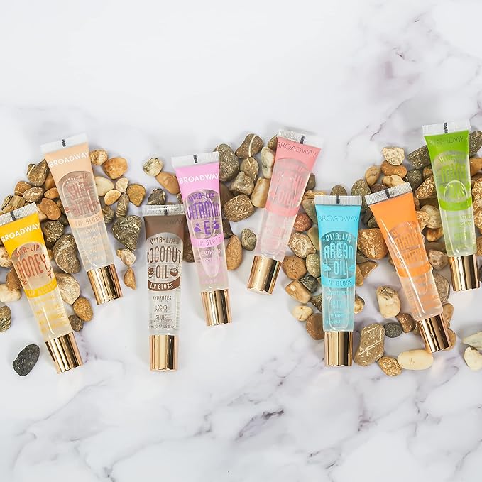 Ruby Kisses Broadway Vita-Lip Clear Lip Gloss (Vitamin E 6 Pack), Ultra-Hydrating & Soothing Formula with Multi-Vitamin Oils, High-Shine Non-Sticky Finish, Healing Lip Balm for Healthy Lips