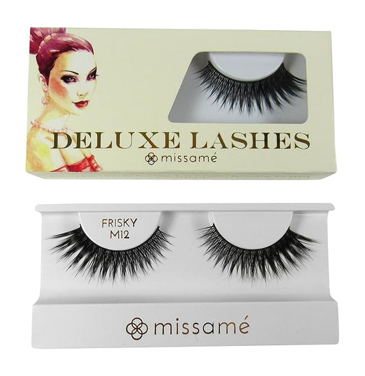 Missamé FRISKY Glamour Flare False Eyelashes Set Handmade with Premium Synthetic Fibers, Black, 1 Pair
