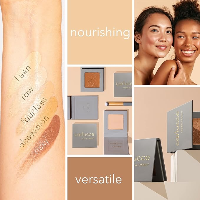 Carlucce Cache Cream 3-in-1 Makeup Color Palette, Risky - Foundation, Concealer & Primer, Medium - Full Coverage, Natural Finish, Vegan & Cruelty Free