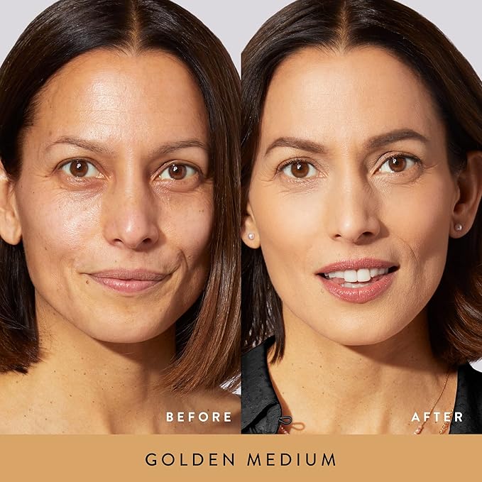 LAURA GELLER NEW YORK Get Glowing Kit (2pc): Baked Balance-n-Glow Illuminating Powder Foundation, Golden Medium + Airbrush Kabuki Makeup Brush