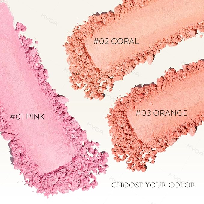 KYDA Pink Baked Blush, Pink Glow Powder for Blush and Highlighter, High Glossy Finish, Lightweight Blendable Shimmer Blusher, Multiuse Baked Powder, 0.53 oz