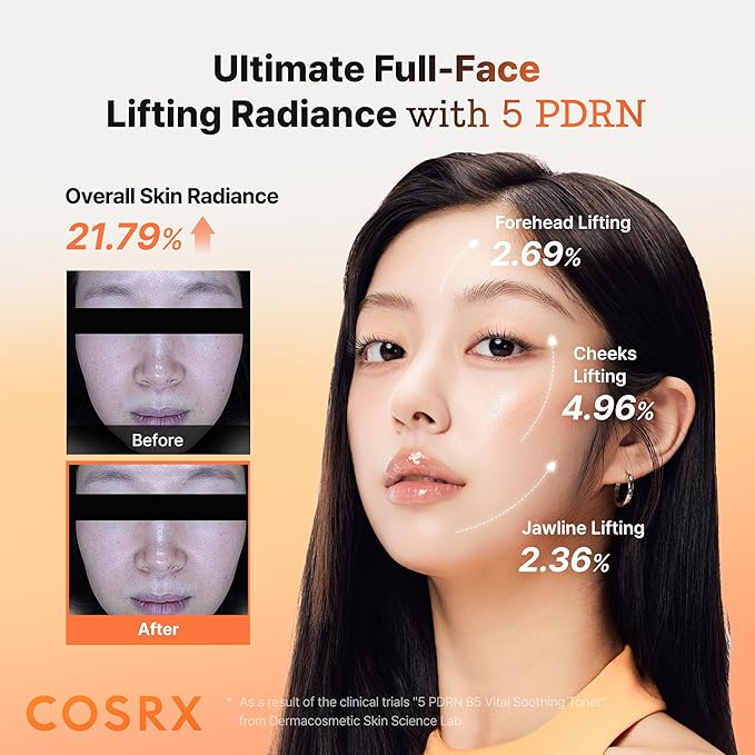 COSRX 5 PDRN B5 Vital Soothing Toner - Korean Toner for Rejuvenating & Soothing Skin with Salmon DNA, Centella, Lactobacillus PDRN & Panthenol, Korean Skin Care, Stocking Stuffers (280ml/9.46 fl.oz.)