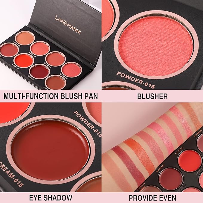 Professional Blush Makeup Palette, 8 Colors Blush and highlighter Palette Matte Powder Bright Shimmer Mineral Contour Blush Palette Makeup Blush Pallet